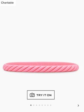 David Yurman Cable Bracelet Pink Rubber, 6mm NWT Size L